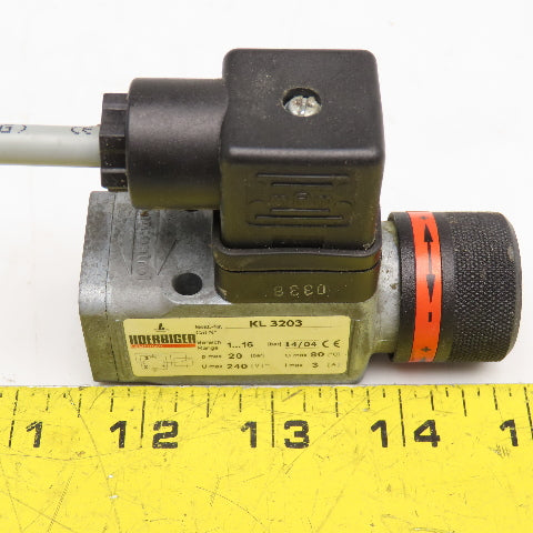 Hoerbiger KL 3203 Pressure Switch 1-16 Bar Adjustable G1/4 240V Max