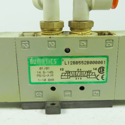 Numatics L12BB552B000061 145PSI Pneumatic Solenoid Valve 1/4" NPT 24VDC Coil
