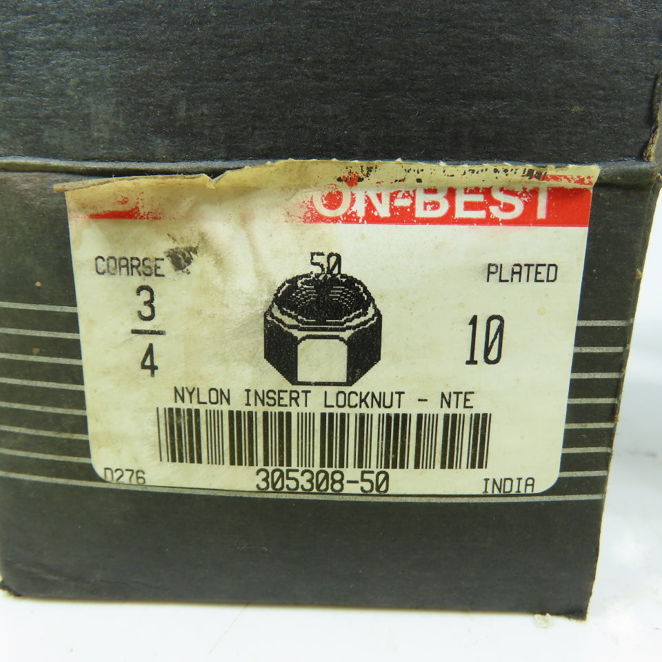 Brighton Best 305308-50 3/4"-10 Nylon Insert Locknuts NTE Thin Lot 100