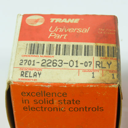 Trane 2701-2263-01-07 Syracuse SBR 213.3 051189 Relay 10A 120V Coil