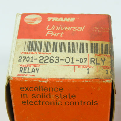 Trane 2701-2263-01-07 Syracuse SBR 213.3 051189 Relay 10A 120V Coil