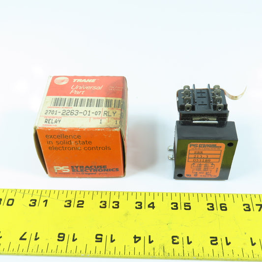 Trane 2701-2263-01-07 Syracuse SBR 213.3 051189 Relay 10A 120V Coil