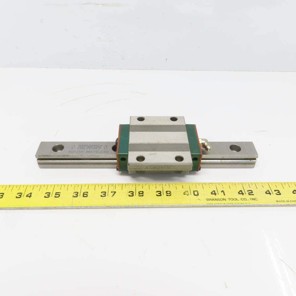 HIWIN ARG25H 8-11/16" OAL Linear Guide Rail W/AGW25CB Bearing Block