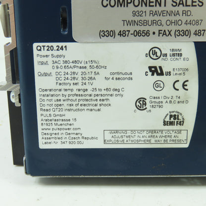 Plus Dimension QT20.241 3Ph Power Supply 380-480V 0.65A Input 24-28VDC Output