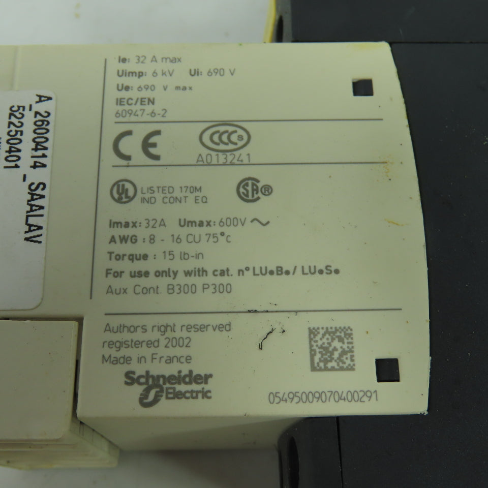 Schneider LU6MB0BL Contactor 24VDC 600V 32A 6KV