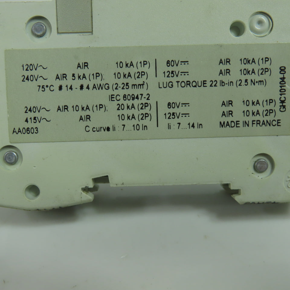 Merlin Gerin 60103 C2A Multi9-C60 Circuit Breaker 240V 10KVA Lot Of 5