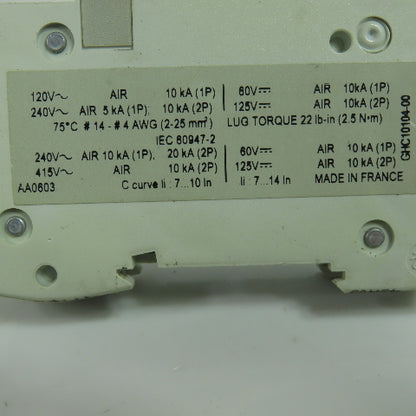 Merlin Gerin 60103 C2A Multi9-C60 Circuit Breaker 240V 10KVA Lot Of 5
