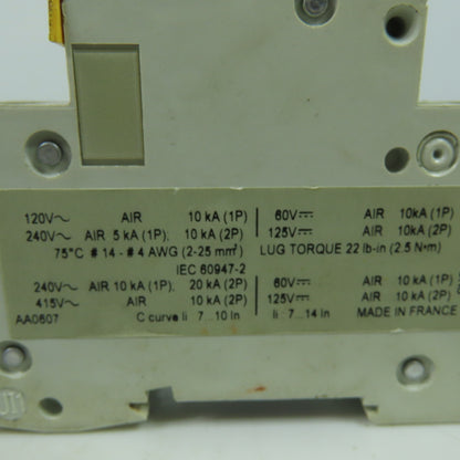 Merlin Gerin 60107 C6A Multi9-C60 Circuit Breaker 240V 10KVA Lot Of 3
