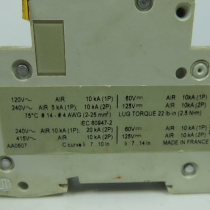 Merlin Gerin 60107 C6A Multi9-C60 Circuit Breaker 240V 10KVA Lot Of 3