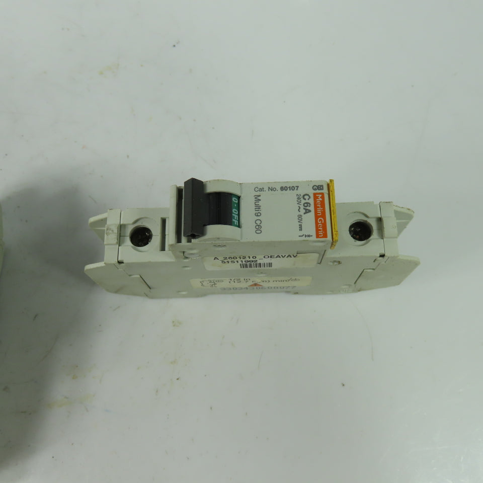 Merlin Gerin 60107 C6A Multi9-C60 Circuit Breaker 240V 10KVA Lot Of 3
