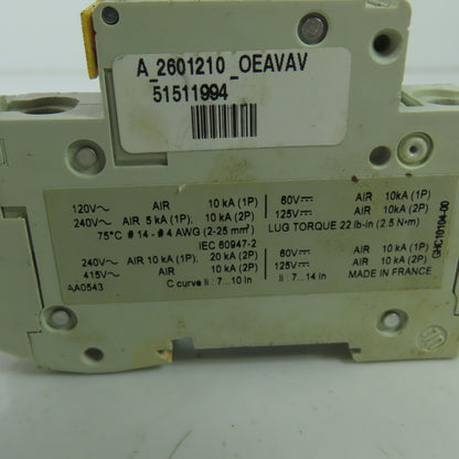 Merlin Gerin 60110 C10A Multi9-C60 Circuit Breaker 240V 10KVA Lot Of 2