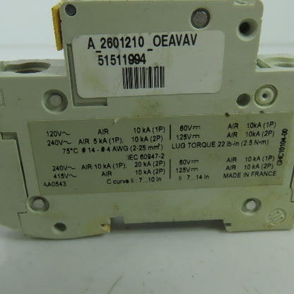Merlin Gerin 60110 C10A Multi9-C60 Circuit Breaker 240V 10KVA Lot Of 2