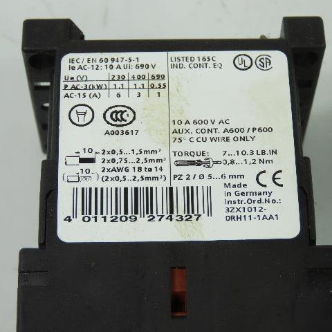 Siemens 3RH1131-1BB40 600V 10A Contactor 24VDC Coil Lot Of 2