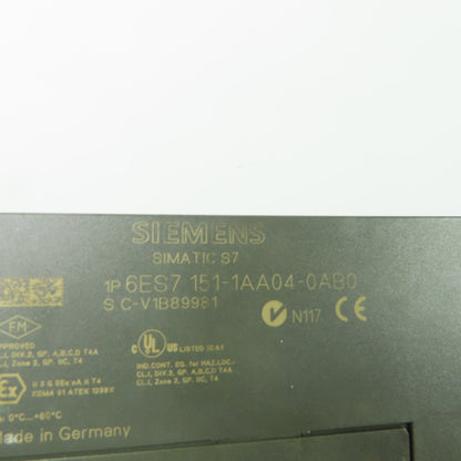 Siemens 6ES7 151-1AA04-0AB0 Simatic S7 Interface Module 24VDC