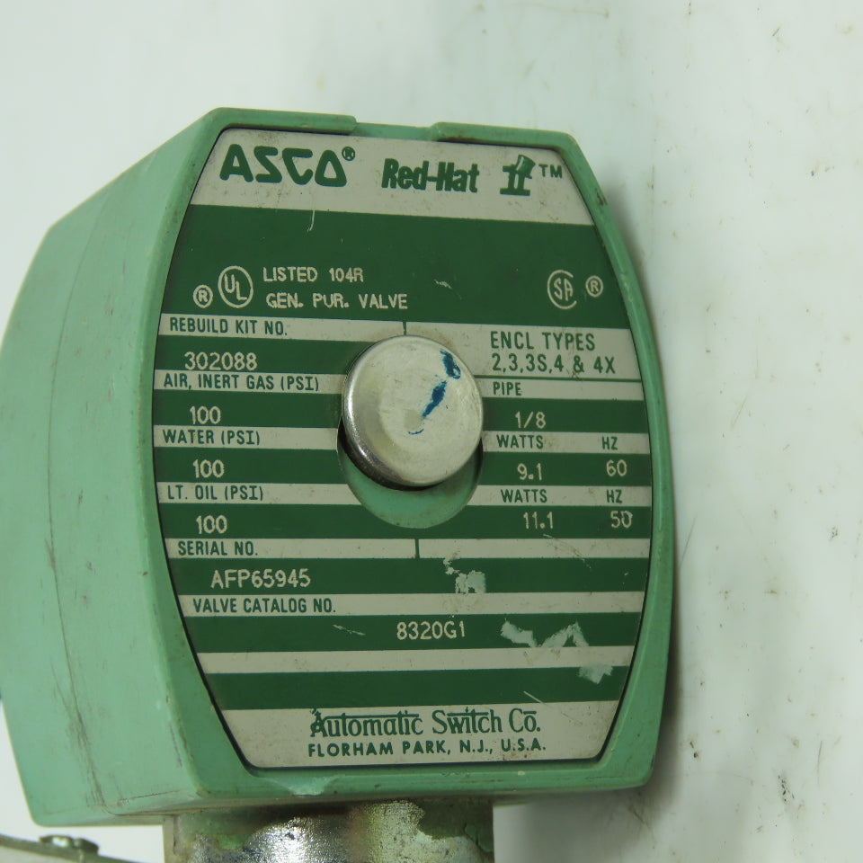 Asco 8320G1 Solenoid Valve 1/8" 120V Coil 100PSI Oil Gas Air