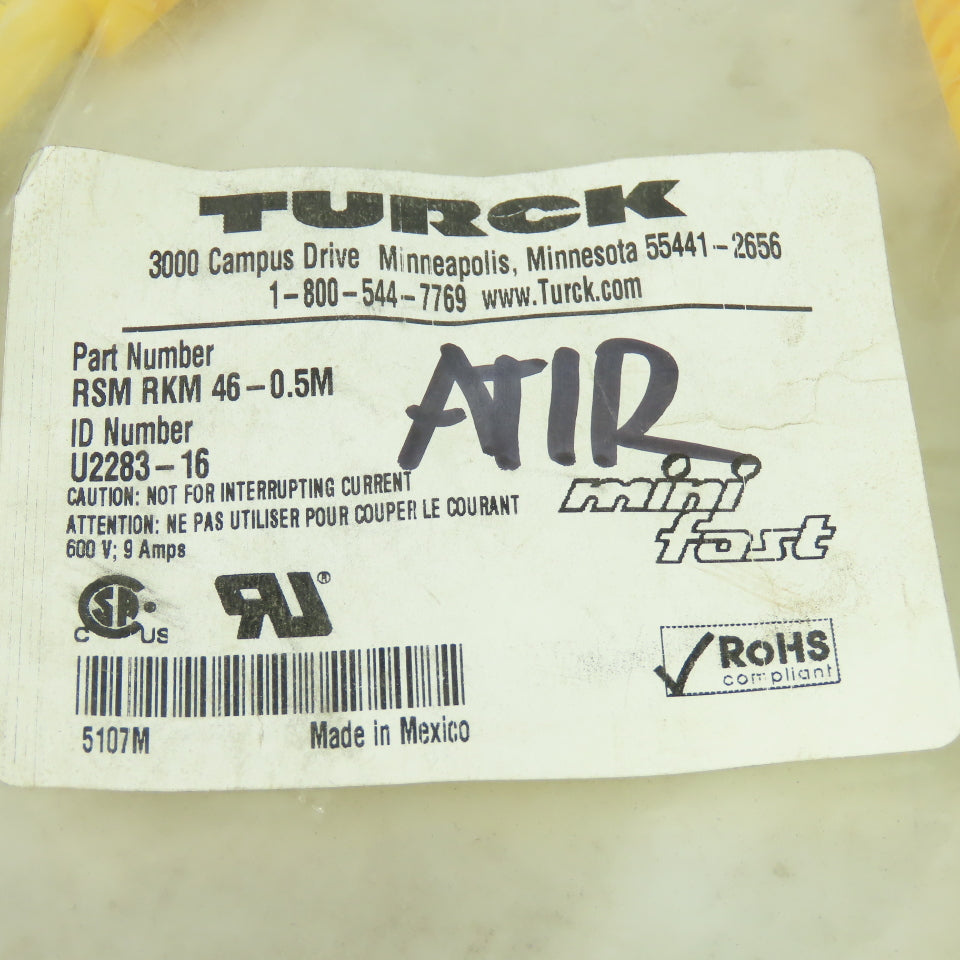 Turck RSM RKM 46-0.5M U2283-16 Double Ended Cordset Cable 4-Pin Male/Female