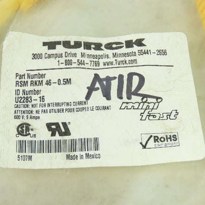 Turck RSM RKM 46-0.5M U2283-16 Double Ended Cordset Cable 4-Pin Male/Female