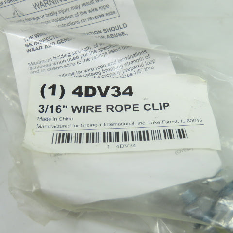 Grainger 4DV34 3-16" Wire Rope Clip Lot Of 26