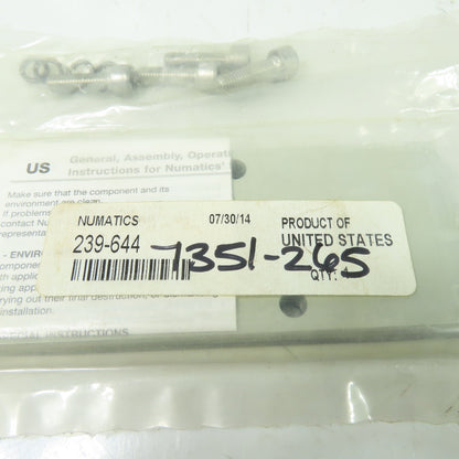 Numatics 239-644 Valve 4-Bolt Blank Plate Kit Replacement Lot Of 2