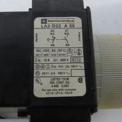 Telemecanique CA2-DN 129 Relay Contactor W/Travail LA2-D22 On Delay 0.1-30S