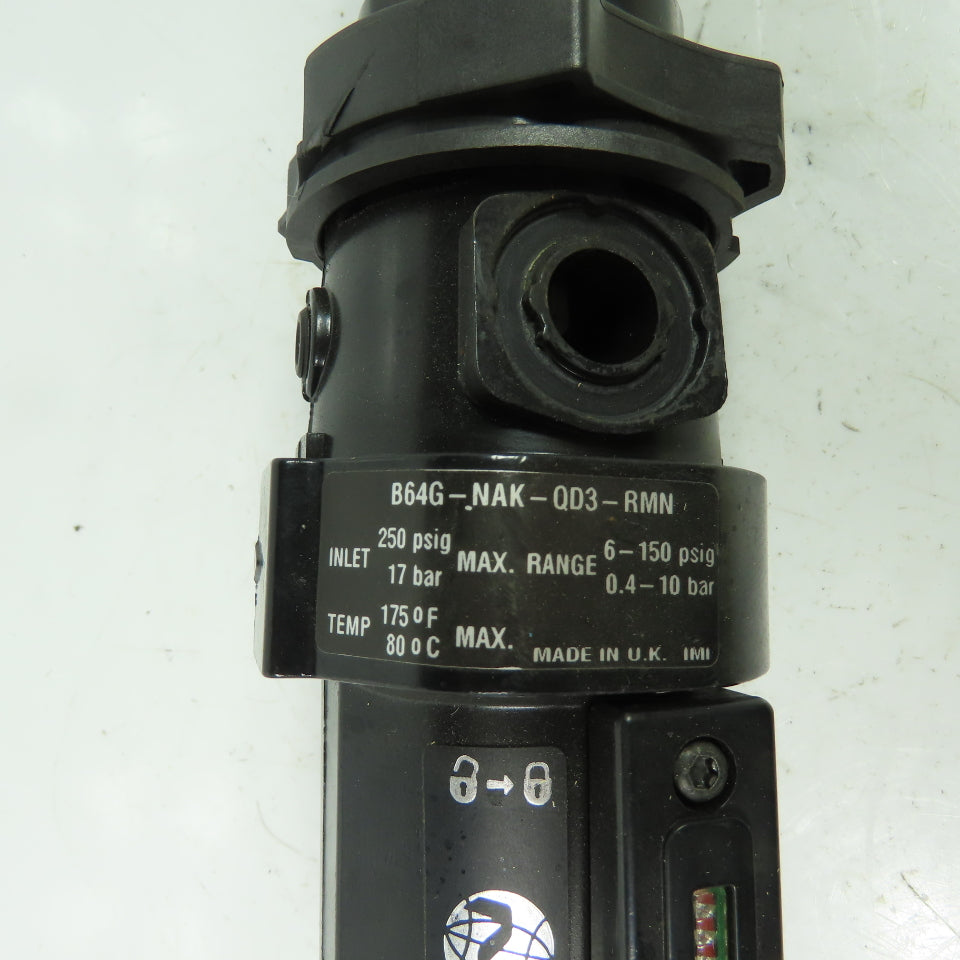 Norgren B64G-NAK-QD3-RMN Pneumatic Filter Regulator 250PSI Max 6-150PSI Range