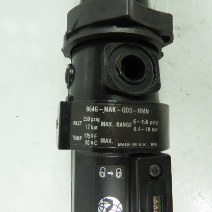 Norgren B64G-NAK-QD3-RMN Pneumatic Filter Regulator 250PSI Max 6-150PSI Range