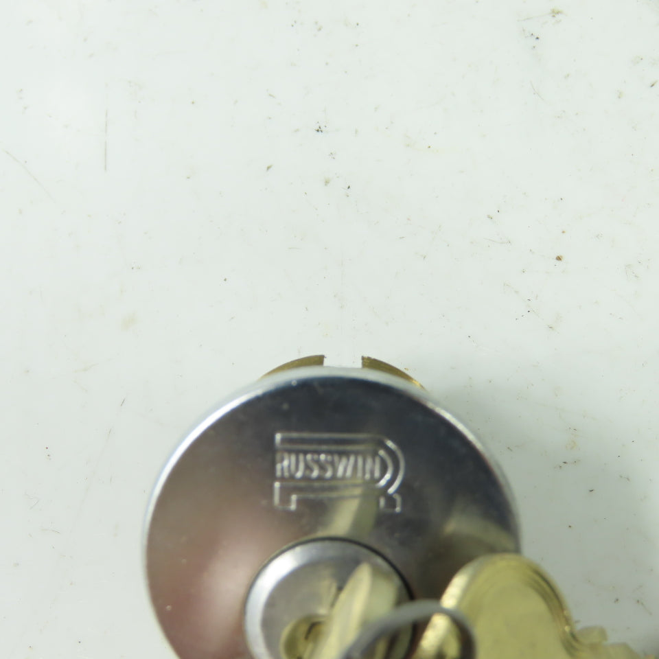 Russwin Brass Lock Cylinder With 2 Keys NEW
