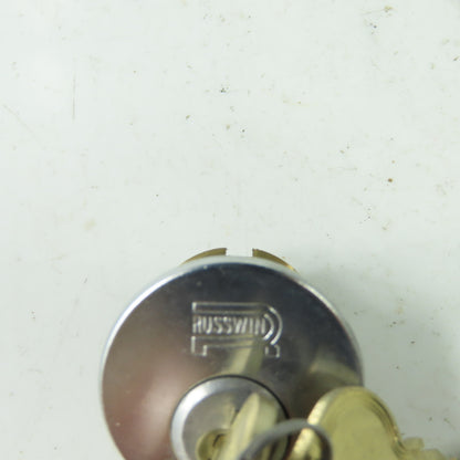 Russwin Brass Lock Cylinder With 2 Keys NEW