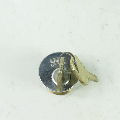 Russwin Brass Lock Cylinder With 2 Keys NEW