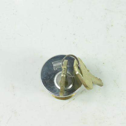Russwin Brass Lock Cylinder With 2 Keys NEW