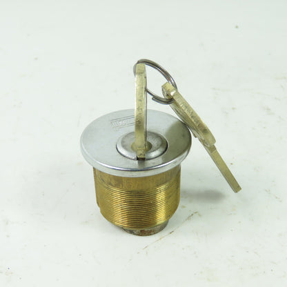 Russwin Brass Lock Cylinder With 2 Keys NEW