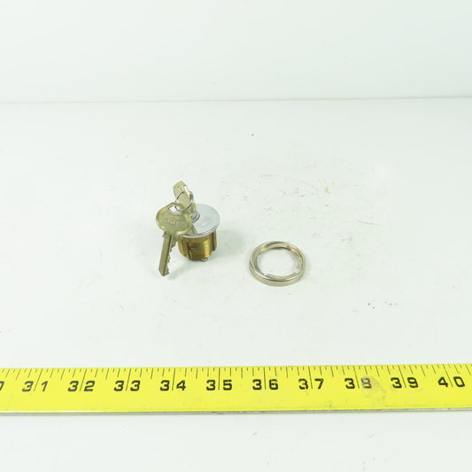 Russwin Brass Lock Cylinder With 2 Keys NEW