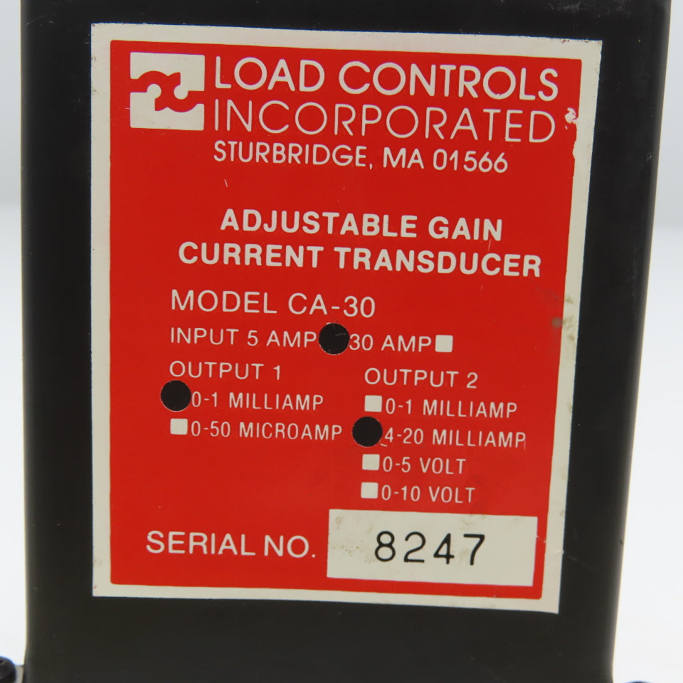 Load Controls Inc. CA-30 5A 4-20mA Adjustable Gain Current Transducer W/ Socket