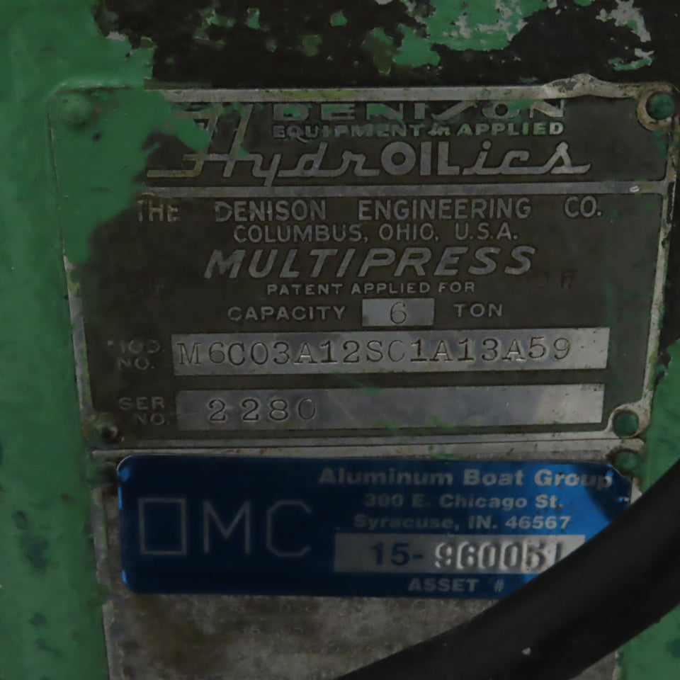 Denison M6C03A12S01A13A59 6-Ton Hydraulic Multipress 230V 3PH 4.75" Stroke