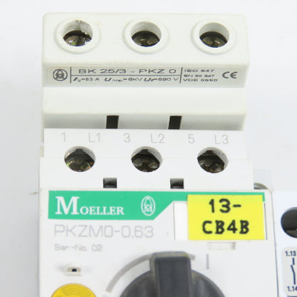 Moeller PKZM0-0.63 Manual Motor Starter Protector 0.4-0.63 1/2HP