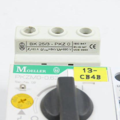 Moeller PKZM0-0.63 Manual Motor Starter Protector 0.4-0.63 1/2HP