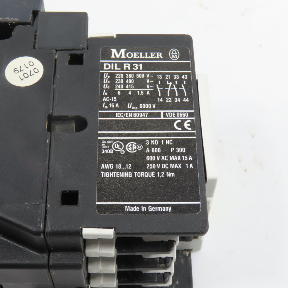 Moeller DILR31 Contactor Relay 115V Coil 600V Max