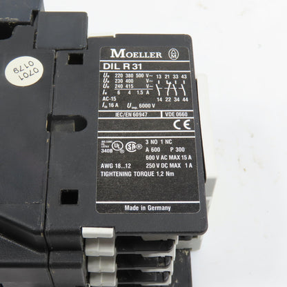 Moeller DILR31 Contactor Relay 115V Coil 600V Max