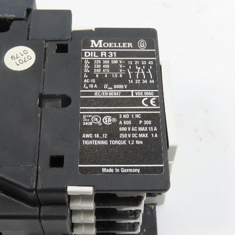 Moeller DILR31 Contactor Relay 115V Coil 600V Max