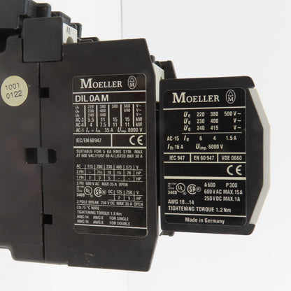Moeller DIL0AM Contactor Relay 115V Coil 600V Max W/ 22DILM Block