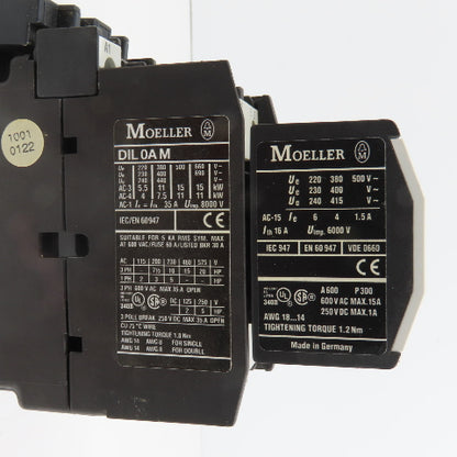 Moeller DIL0AM Contactor Relay 115V Coil 600V Max W/ 22DILM Block
