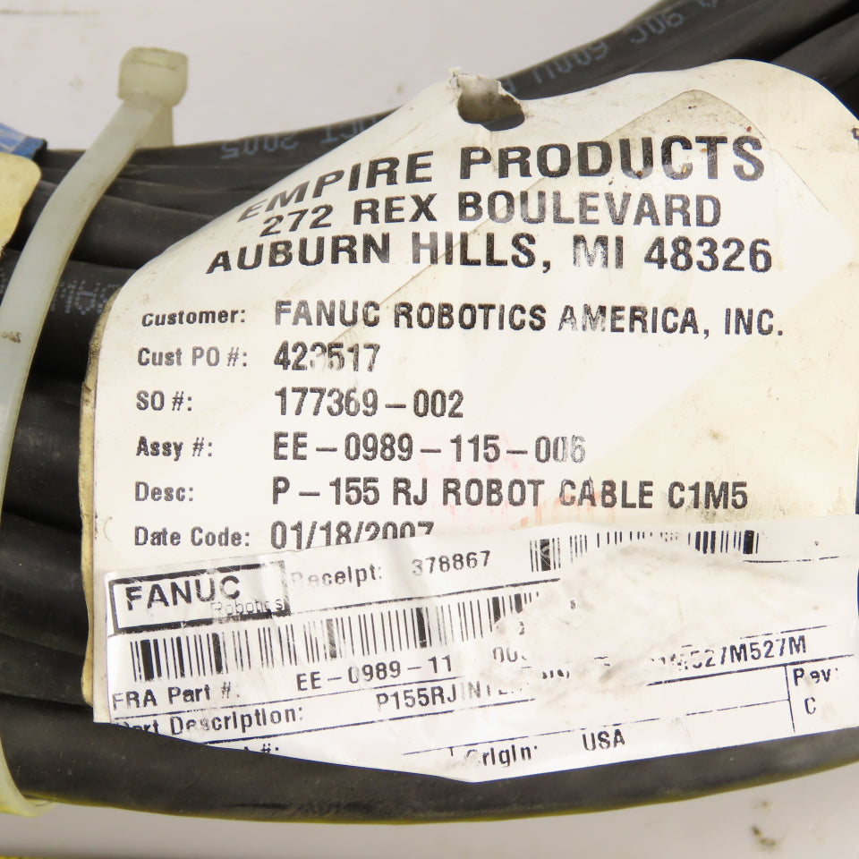 Fanuc EE-0989-115-006 P-155 RJ Robot Cable