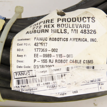 Fanuc EE-0989-115-006 P-155 RJ Robot Cable