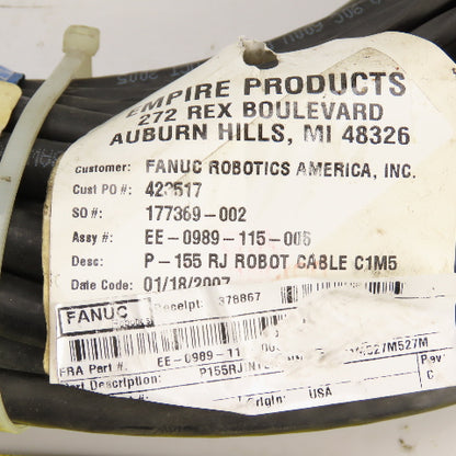 Fanuc EE-0989-115-006 P-155 RJ Robot Cable