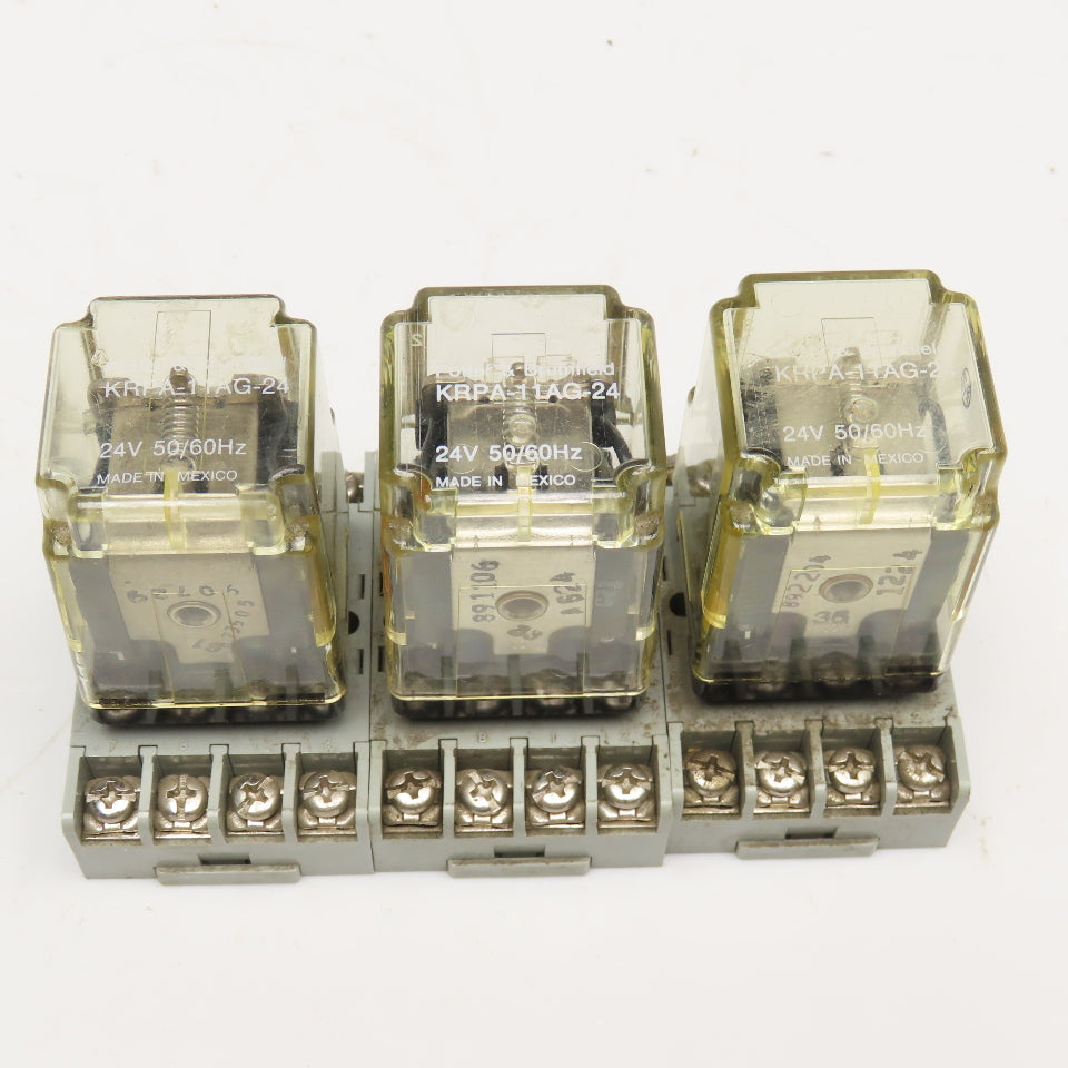 Potter & Brumfield KRPA-11AG-24 24V 50/60Hz Relay With Socket Base Lot Of 3