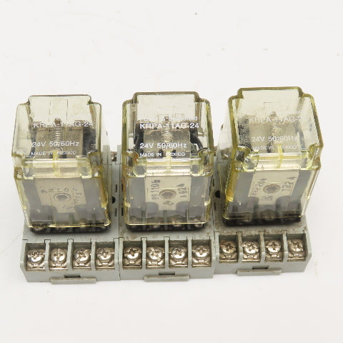 Potter & Brumfield KRPA-11AG-24 24V 50/60Hz Relay With Socket Base Lot Of 3