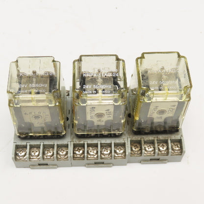 Potter & Brumfield KRPA-11AG-24 24V 50/60Hz Relay With Socket Base Lot Of 3