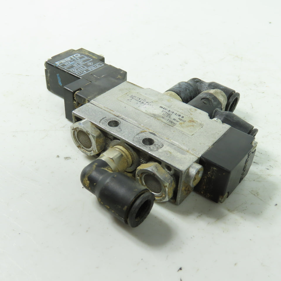 Festo <-- MEH-5/2-1/8-B Pneumatic Solenoid Valve 24VDC 145PSI