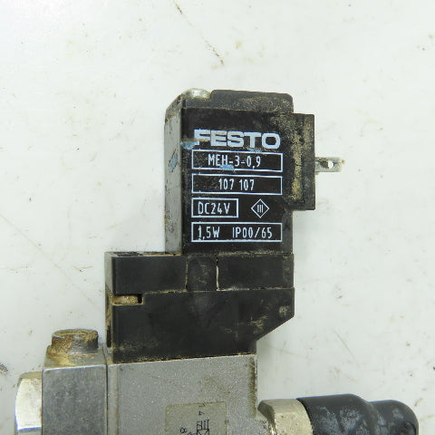 Festo <-- MEH-5/2-1/8-B Pneumatic Solenoid Valve 24VDC 145PSI