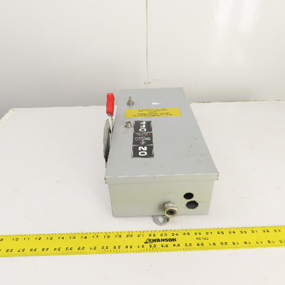 GE TH3361M 30A 600VAC Fusible Heavy Duty Safety Disconnect Switch 20HP